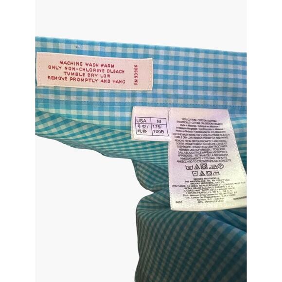 Brooks Brothers 346 Men's Size Medium Blue Button Down Front Gingham 100% Cotton - Picture 3 of 4